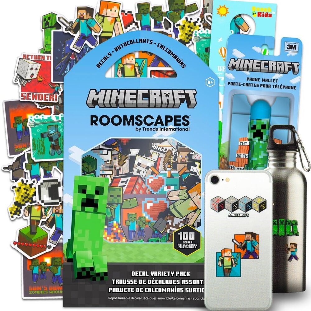 100 Minecraft Sticker Decal Set Bundle 100 Stickers Decals for Laptops, Cell Pho
